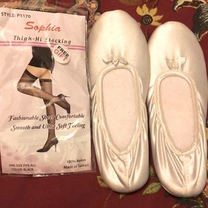 Dearfoams white satin house shoes